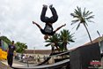 The Parkour athletes have all arrived and are ready to show their skills this weekend in the main competition, here Mark Madimola (Pretoria) flips himself upside down for the fans at the Mr Price Pro Ballito 2013 beach festival.