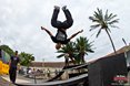 The Parkour athletes have all arrived and are ready to show their skills this weekend in the main competition, here Mark Madimola (Pretoria) flips himself upside down for the fans at the Mr Price Pro Ballito 2013 beach festival.