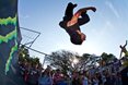 Parkour star Martin Dekock (Pretoria) shows the crowds why he is the best.