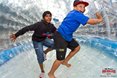 Aaron Rajcoomar (Ballito) and Callum Jackson (Ballito) having the time of their lives inside the floating bubble here at the Mr Price Pro Ballito 2013 Beach Festival.