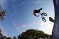 Monster athlete Malcolm Peters (CPT) flying high above the crowds at the Mr Price Pro Ballito 2013 beach festival.